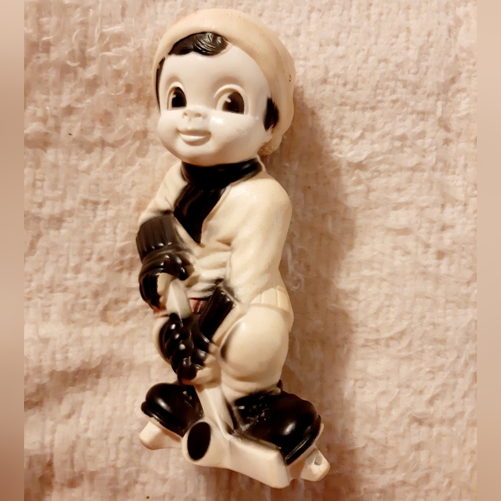 Hockey Player Rubber Doll Squeak Toy Vintage